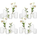 Small Glass Bud Vases for Centerpieces – Hewory 24pcs Clear Blown Single Flower Vases Bulk, Modern Mini Cylinder Vase Set for Wedding Anniversary Birthday Party Events Home Living Room Table Decor