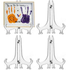 LonlyEagle 4 Pack 12 Inch Clear Plastic Easels or Stand/Plate Holders to Display Pictures or Other Items at Weddings, Plate Stands for Home Decoration, Birthday, Tables - size: 12 inch