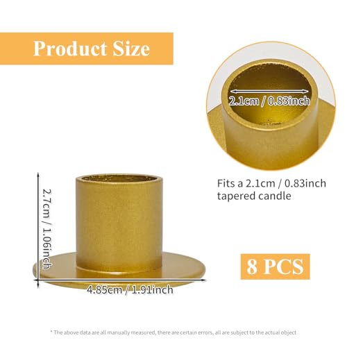 Gute Taper Candle Holder, Candle Holders for Pillar Candles, Matte Gold Candlestick Holder Centerpieces for Home Decoration, Wedding Anniversary, Party, Housewarming Gifts,Set of 8,Round - color: Gold-r-8pcs