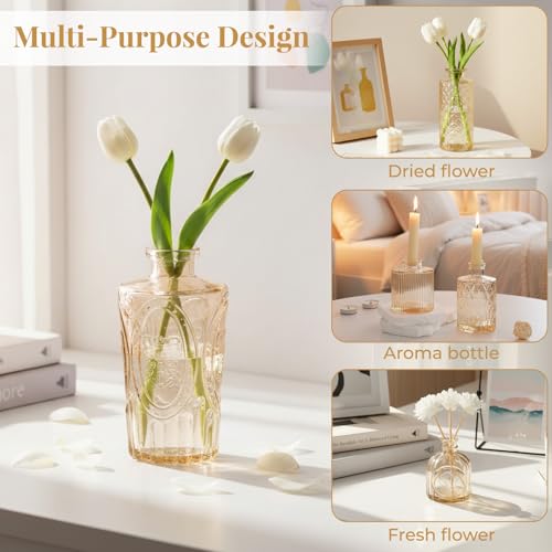 BEAHOT 32 Pack Gold Flower Vase in Bulk,Mini Vintage Glass Bud Vases for Centerpieces,Wedding Decor,Party & Home Decaration,Mother's Day (Gold) - color: Gold
