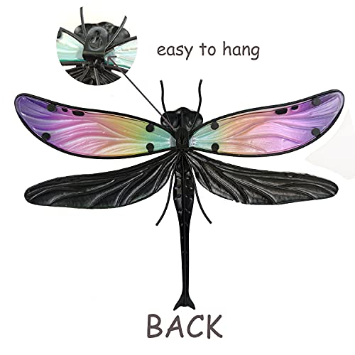 JOYBee Metal Dragonfly Wall Decor Outdoor Garden Fence Art,Hanging Decorations for Living Room, Bedroom - color: Yellow Pink Purple