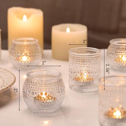 16 Pcs Clear Tealight Candle Holders for Table Centerpieces- Assorted Glass Votive Candle Holders for Wedding Centerpieces, Bridal Shower Decorations, Wedding Table Decor - color: Clear