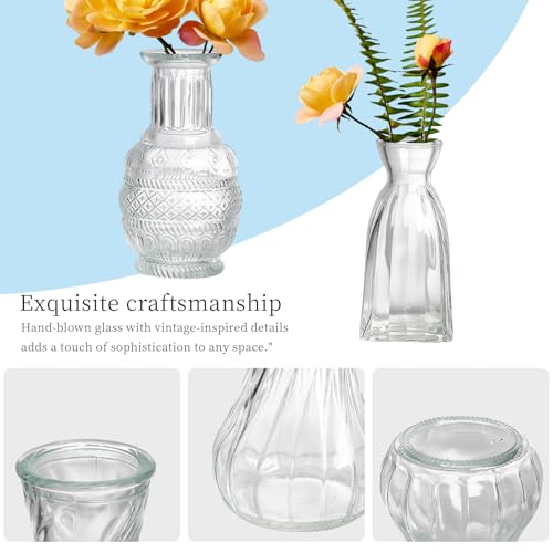 Glass Bud Vases Set of 32 - Assorted Small Mini Glass Vases for Flowers, Crystal Vintage Vase Set, Bulk Centerpieces for Table Décor, Wedding, Home and Events (Clear, 32 Pcs) - color: Clear, size: 32 Pcs