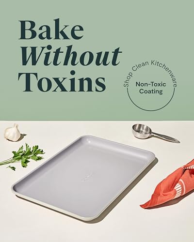 Caraway Non-Stick Ceramic Baking Sheet - Naturally Slick Ceramic Coating - Non-Toxic, PTFE & PFOA Free - Perfect for Baking, Roasting, and More - Medium (15" x 10") - Cream - color: Cream, size: Medium 10" x 15"