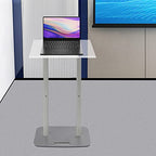 Acrylic Podium Stand, Church Pulpit Podium with Adjustable Angle Clear Lecterns & Pulpits for Schools Churches Conference Rooms, Floor Standing Modern Spraying Treatment Process - color: Clear+silver