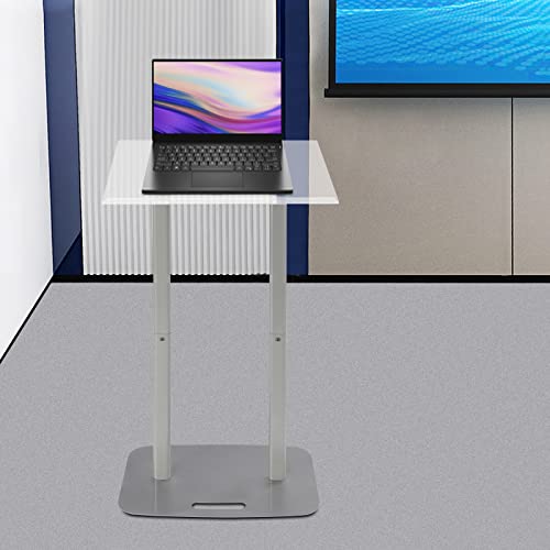 Acrylic Podium Stand, Church Pulpit Podium with Adjustable Angle Clear Lecterns & Pulpits for Schools Churches Conference Rooms, Floor Standing Modern Spraying Treatment Process - color: Clear+silver