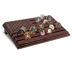 TESLYAR 6 Rows Military Challenge Coins Display Stand - Wooden Holder for 30-36 Coins - Solid Wood Display Rack for Desk - Army Collectible Challenge Coin Display Case - American Flag Design (Brown) - color: Brown