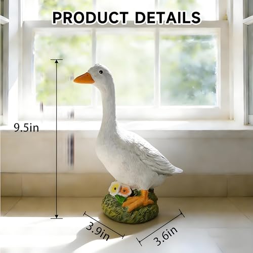 Garden Outdoor Decor Goose Flower Statue, 9.5 Inch Goose Figurines Garden Statues & Sculpture Decor for Patio, Porch and Lawn, Goose Memorial Stone - color: Wlecome Goose
