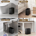 Small Bathroom Trash Can 2.4 Gallon Wastebasket, Slim Metal Garbage Can Matte Black Stainless Steel Trash Bin for Bedroom,Office,Kitchen,Toilet, rv, Near Desk, Under Sink - color: Black
