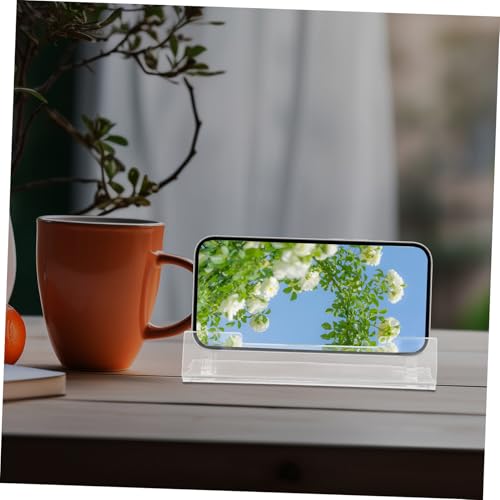 TEHAUX Transparent Acrylic Tablet Holder Minimalist Display Stand for Mobile Phones and Game Consoles for Office Desk and Home Decor Sturdy and Portable Design