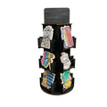 Rotating Display Stand, 3 Tier Wooden Organizer, 4-Sided Display Rack, 360 degree Spinning Multi-Pocket Tabletop Display Stand for Coasters, Stickers, Retail, Showcase, Tradeshow, 17”H, Ebony Color - style: EBONY