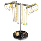 Necklace Holder Organizer, Metal Jewelry Stand to Prevent Bangles, Necklaces, Bracelets, Rings, Earrings and Watch Tangling - color: Black