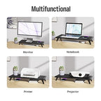 loukin Monitor Stand Riser for Desk, 22.4" x 8.3" Larger Computer Stand for Laptop, PC, Printer, Sturdy Desktop Computer Shelf with Non-Skid Rubber, Home Office (Black)