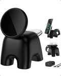 2026 Magnetic Wireless Charging Station, 15W Ultra-Fast Charger Stand for iPhone 17 16 15 14 13 12 Pro Max, 5W for Apple Watch&Airpods, 2-in-1 Foldable Charger for Home/Office/Travel(with 30W Adapter) - color: Black