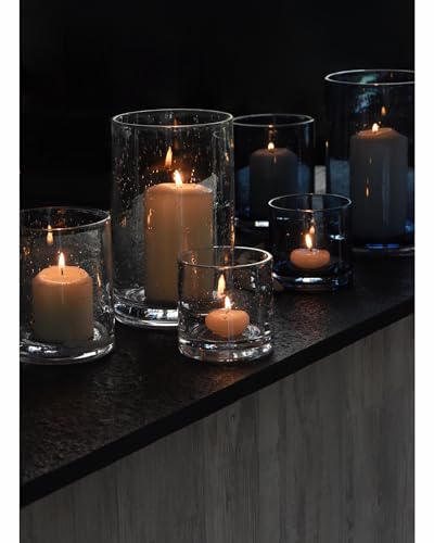 ARIAMOTION Glass Candle Holders Set, Hurricane Vase Centerpieces for Pillar Votive Flower,Clear Seeded Bubbles Cylinder Bulk, Mother's Day Birthday Gift,3 Sizes 8 Inch 5 Inch 3.5 Inch Height - color: Bubbles Clear
