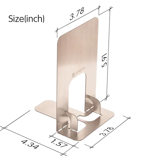 Creative Folding Stainless Steel Bookends,Sturdy and Rustproof,Book Ends, 2 Pieces Metal Bookend, Book Holders for Shelves, Desk Organizers, Book Dividers for Office, School, Bookstore, Home