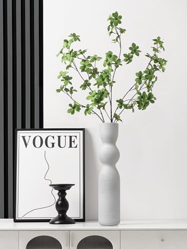 Tall Skinny Vase 15 Inch Thin Vases, Handmade Ceramic Flower Vase Modern Minimalist Style for Living Room, Home, Office, Centerpiece,Table, Wedding Party (White - color: 15inch&white