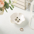 Ceramic Ring Dish, Jewelry Dish Holder, Small Trinket Tray Plate for Earrings Rings Necklaces Keys, for Mom Friend Sister (White Surface) - color: White Surface