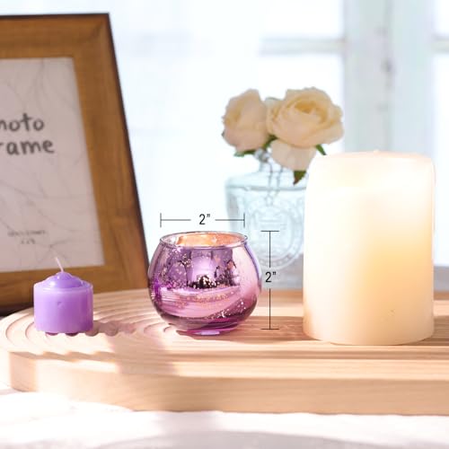 24 Pcs Purple Votive Candle Holders for Wedding Decor, Purple Mercury Glass Candle Holders for Table Centerpieces, Tea Light Holder for Wedding Bridal Shower Party Supplies - color: Purple