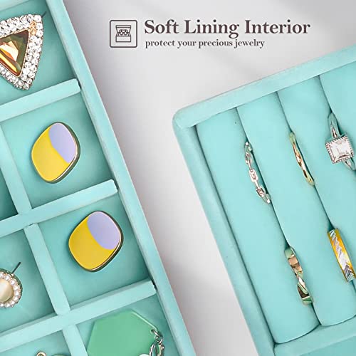 ProCase Stackable Jewelry Organizer Trays for Drawers, Jewelry Drawer Inserts Container Display Case Storage for Earring Necklace Rings Bracelet with Removable Dividers -Blue, 4 Layers - color: Blue, size: 4 Layers