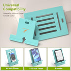 Pezin & Hulin Bamboo Tablet Stand, Adjustable Wood Pad Holder, Desktop Cell Phone Stand Holder Dock Compatible with Tablet, E-Reader, and All Phone (Support to 4.7-13" Devices) - Teal - color: Large (Teal)