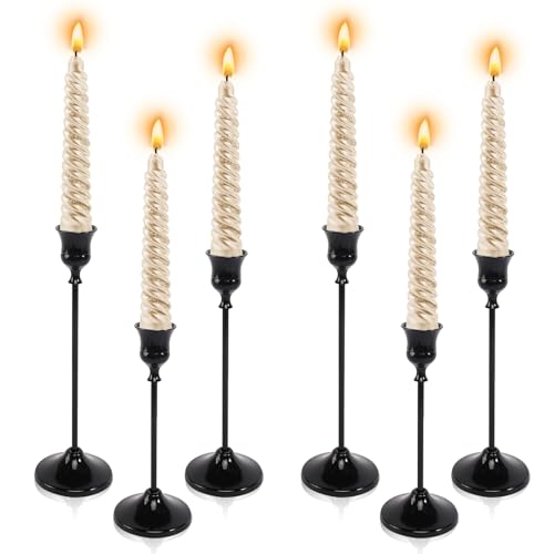 6pcs Black Candle Holder, Black Candlestick Holders Taper Candle Holders for Pillar Candles Sticks Holder Decor Halloween Christmas Decorations Candle Stick Holder Candelabros para Centros de Mesa - color: Black - 6pcs