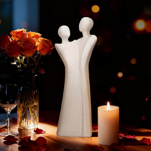 Resin Modern Abstract Sculpture, White Lovers Statues, Home Decor for Living Room, Office, Bookshelf, Gifts for Friends Love Ones - size: Lover
