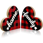 Jetec 2 Pcs Rustic Wooden Heart Table Decor, Daisy Farmhouse Home Decor, Bless This Home & Be Kind Sign for Living Room, Dining Room, Shelf & Mantel, Ideal Housewarming & Birthday Gift(Stylish Style) - style: Stylish Style