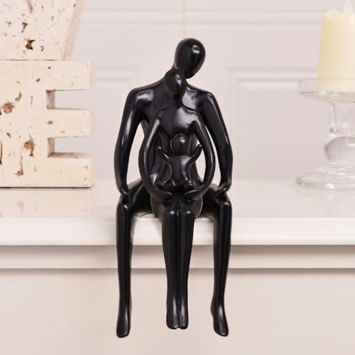 Quoowiit Black Bookshelf Decor Family Sculpture, Abstract Art Ornament Coffee Table Decor, Modern Aesthetic Family Figurine Decoration for Home Office Shelf Table Desk Living Room Set of 3 - color: Black