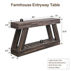 60" Farmhouse Entryway Table with Drawer, Entry Table with Storage, Sofa Table for Living Room, Behind Couch, Sofa(Dark Rustic Oak) - color: Dark Rustic Oak