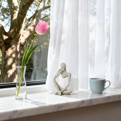 Thinker Statue Decor - Handcrafted Sandstone Abstract Sculpture for Desk, Coffee Table & Bookshelf Modern Office Decor, Artistic Home Accent for Interior Design Lovers & Art Collectors