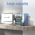 SUPEASY Desk Organizer, 5-Tier Mesh Desktop File Organizer with Bookends, File Holder, 2 Pen Cups and Paper Letter Trays, Large-Capacity Metal Organizer for Home, Office or School