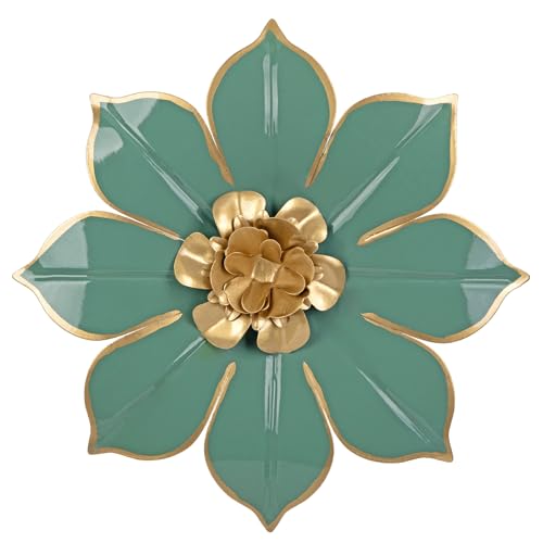 10" Metal Flowers Wall Decor, Green & Gold 3D Floral Metal Wall Art Decor for Inoor & Outdoor Use, Vintage & Modern Walls Arts for Bathroom, Living Room, Bedroom, Office, Garden, Patio, Porch, 1 Piece - color: # 1 Green