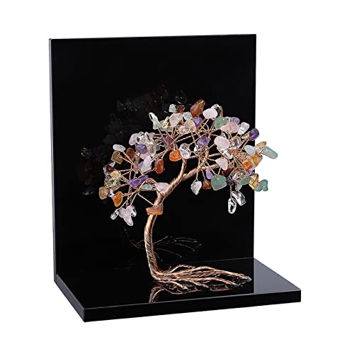 mookaitedecor Natural Colorful Crystal Money Tree Stones Bookends, Decorative Acrylic Stone Tree Book Ends for Shelves Desktop Organizer Home Office,3-4inch (1 Pair) - color: Colorful, size: 3-4 Inch
