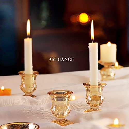 Letine Gold Candlestick Holders Set of 12-2.5" H Taper Candle Holders Bulk -Gold Glass Candle Holder for Valentine's Day, Christmas, Rustic Wedding Centerpieces, Party Decor - color: A-gold