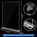 acrylic sign holder 8.5 x 11 Paper Stand 10 Pack Clear Double Side T Shape Acrylic Table Signs for Displaying, Flyer Holder Paper Card Holder for Office Business Store Mall Restaurants