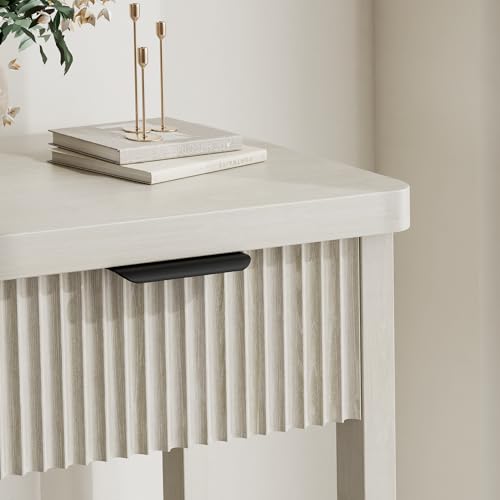 Lulive 51" Fluted Console Table for Entryway, Wooden Entryway Table with 3 Wooden Drawers, Farmhouse Behind Sofa Table for Living Room, Hallway, Couch, Foyer - color: Grey White