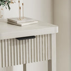 Lulive 51" Fluted Console Table for Entryway, Wooden Entryway Table with 3 Wooden Drawers, Farmhouse Behind Sofa Table for Living Room, Hallway, Couch, Foyer - color: Grey White