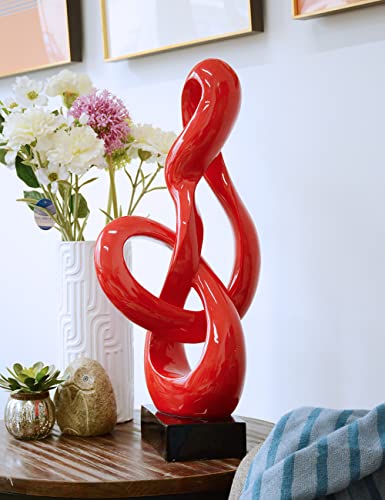 Sculpture Music Note Decor Modern Statue Gifts Treble Clef Figurine Polyresin Arts Red 23 inch - color: Red