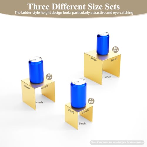 Matte Metal Display Stand,6 Pcs 2 Set Display Risers for Display, Metal Rectangular Display Shelf for Showcase, Dessert, Toys, Perfume (Gold, 3''x4''x5) - color: Gold, size: 3''x4''x5"