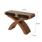 WILLIAMSPACE 47.24" Oval Console Table with Cross Leg & 2 Drawers, Mid Century Modern Wooden Entryway Sofa Table Hallway Table for Living Room, Foyer - Brown - color: 47.24" Oval Console Table With Cross Leg,brown