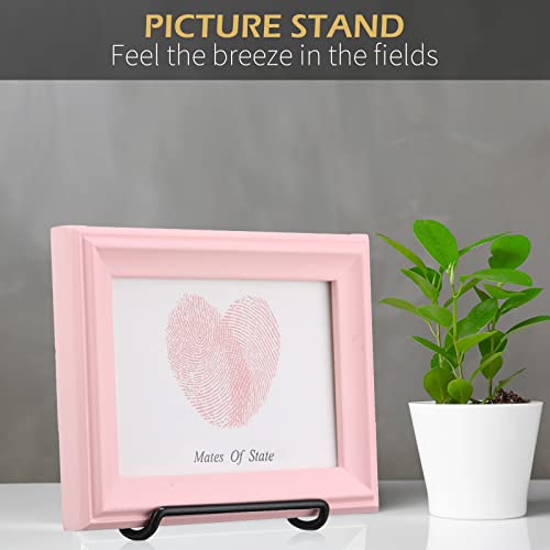 Kenning 24 Pack Book Stand, Foldable Picture Holders for Tables, 3.54'' X 5.12'' Metal Plate Stands for Display Photo Easel Cutting Board Record Frame Holder (Black)