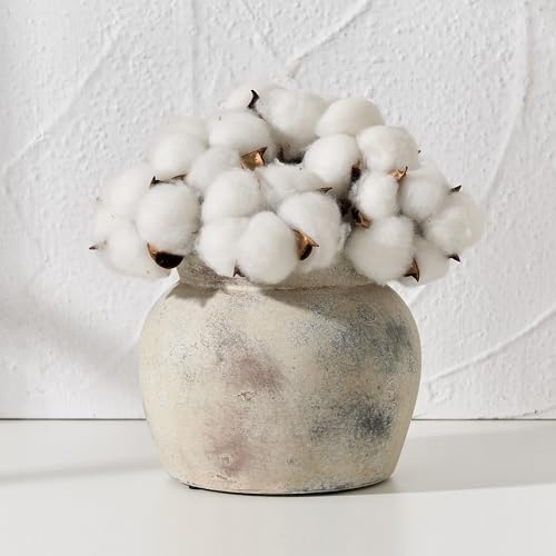 SIDUCAL Ceramic Flower Vase with Wide Mouth Lace, 5.1 Inch Pottery Rustic Farmhouse Boho Vases, Small Terracotta Vase for Home Decor, Table, Living Room, Bathroom, Shelf, Wedding, Terra - color: 18967-terra