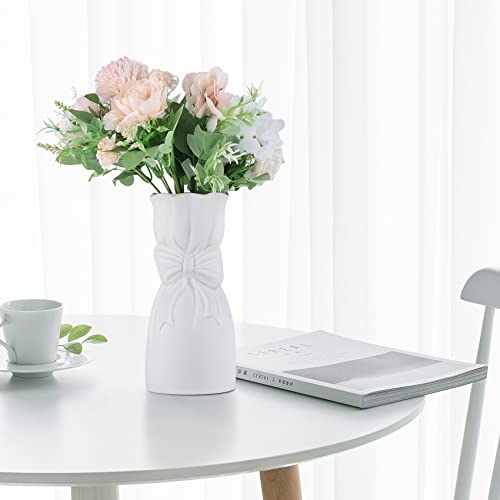 Frosted Porcelain Floral Handmade Vases,Frosted Ceramic vases,Geometric Ceramic Flower Vase for Modern Home Decoration and high-end Wedding,Matte Frosted Texture Bud Flower Vase (Bowknot Vase) - color: Bowknot Vase