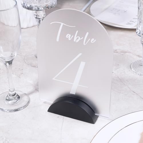UNIQOOO 10 Pack 3.3" Arch Black Wood Stand with 1/8" Slot, for Wedding Acrylic Table Number Sign, Wedding Display Stand, Card Holder, Great for Bar Menu, Retail Sign, Party and Events - color: Acrh Black Wood