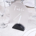 UNIQOOO 10 Pack 3.3" Arch Black Wood Stand with 1/8" Slot, for Wedding Acrylic Table Number Sign, Wedding Display Stand, Card Holder, Great for Bar Menu, Retail Sign, Party and Events - color: Acrh Black Wood