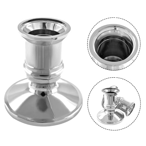 Waziaqoc 24Pcs Silver Taper Candle Holders, Plastic Candlestick Holders Only for Flameless LED Candle Decorative Pillar Candle Holder for Christmas Wedding Anniversary Dinner Party - color: Silver