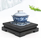 MDEOOSKY Wooden Display Stand Square Wood Display Base Display Risers Square Vase Riser Teapot Aquarium Lamp Base Home Decoration 6.7" W x 6.7" D x 1.7" H (Black)