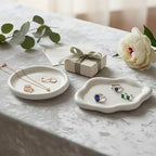 Patelai Ceramic Jewelry Tray Set of 2, Trinket Dish Decorative Cloud Vanity Key Tray for Ring Holder Cute Jewelry Plate Bowl Birthday Gifts for Mom Women Aesthetic Room Decor, White