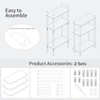 Clear Acrylic Narrow Side Table Set of 2 for Small Spaces, 15.75" L x 7.87" W x 24.6" H, 3 Tier Rectangle Slim End Table Nightstand, Small Bedside Table for Bedroom, Bathroom, Living Room - size: 3 Tier 2-Pack